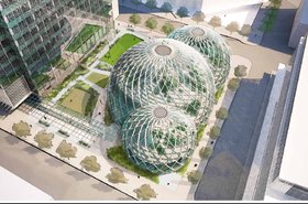 An artist impression of Amazon's biodomes
