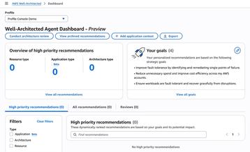 Preview of AWS' Well-architected agent dashboard