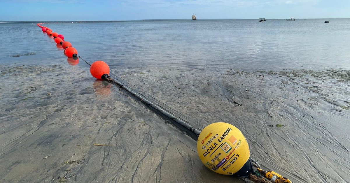 There is a fishing net on the Baltic Sea beach, a landing net for