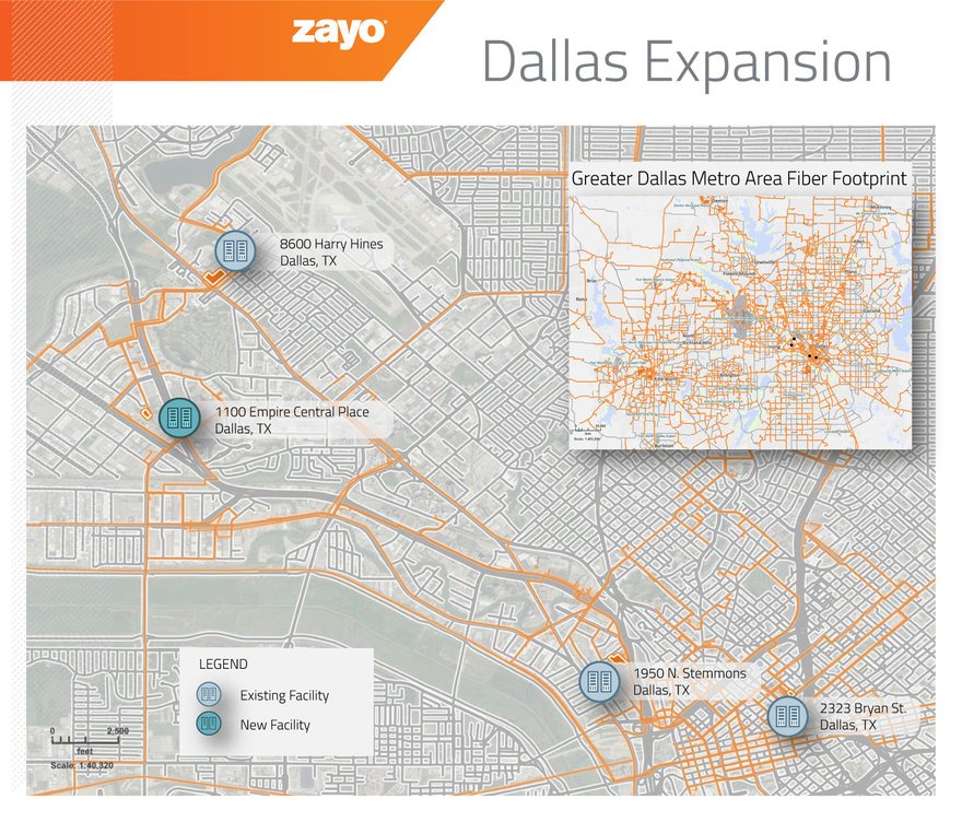 Zayo presence in Dallas following the acquisition