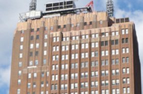 The top floors of 32 Avenue of the Americas in New York City, home to CoreSite's New York data center.