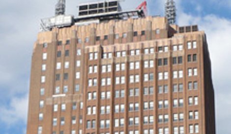 The top floors of 32 Avenue of the Americas in New York City, home to CoreSite's New York data center.