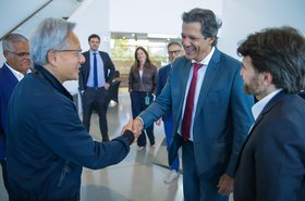 Jensen Huang, CEO da NVIDIA, e Fernando Haddad, Ministro da Fazenda