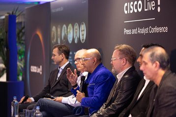 Jeetu Patel - President & Chief Product Officer at Cisco - leads a panel discussion at Cisco Live EMEA 2026