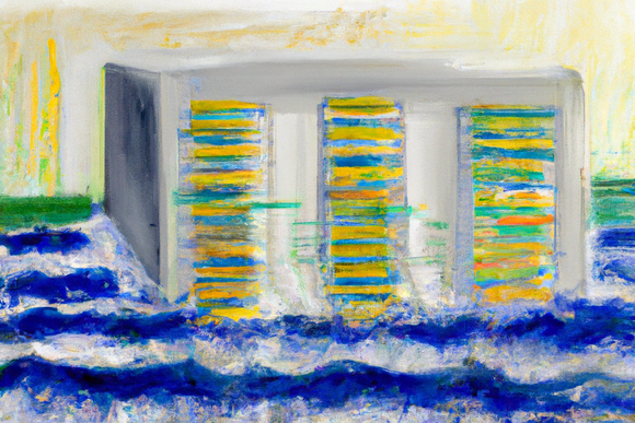 94 OpenAI DALL·E 2  - A data center being lapped by gentle waves, oil pastel 3.png