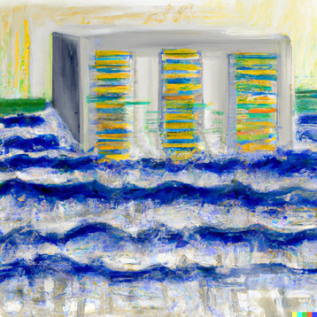 94 OpenAI DALL·E 2  - A data center being lapped by gentle waves, oil pastel 3.png