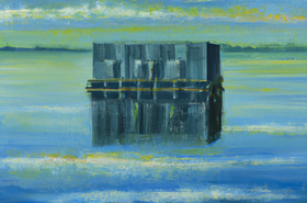 96 OpenAI DALL·E 2 A data center floating on a still lake, with a reflection, oil painting 2.png