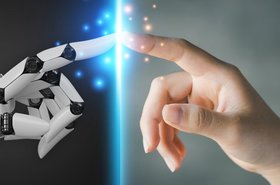 AI robot working with human