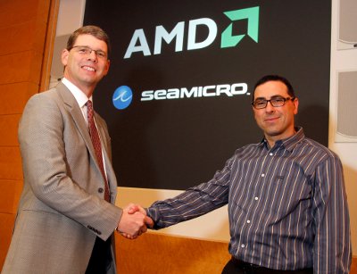 Rory Read, president and CEO, AMD, and Andrew Feldman, CEO, SeaMicro. Image courtesy of AMD.