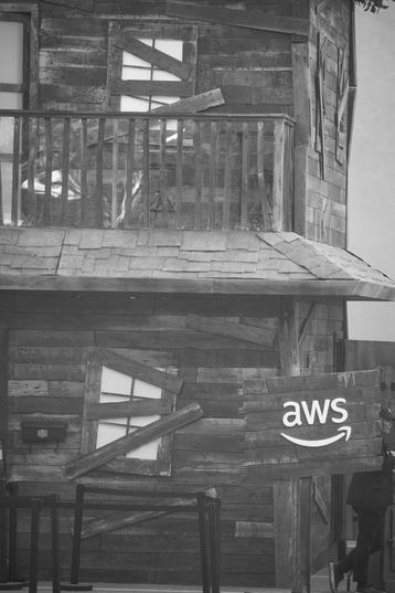 A haunted house with the Amazon Web Services (AWS) logo
