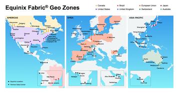 A Map of Equinix's Fabric Geo Zones