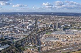 Aerial view showing OPDC area © Jason Hawkes