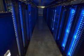 An aisle at Facebook's first data center in Prineville, Oregon