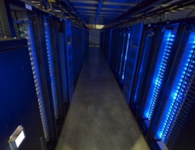 An aisle at Facebook's first data center in Prineville, Oregon