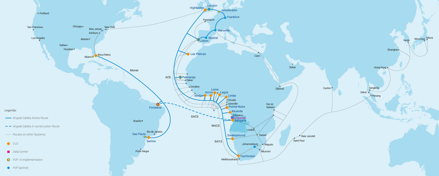 Angola Cables infrastructure map