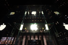 Apple logo office glass