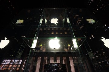 Apple logo office glass