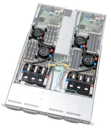 A liquid cooled server