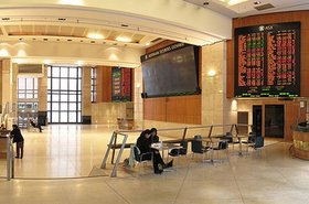 Lobby of the Australian Securities Exchange. Image source: Wikimedia Commons.