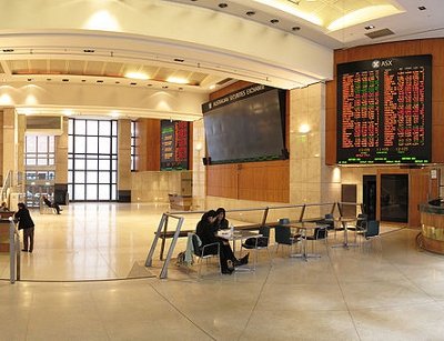 Lobby of the Australian Securities Exchange. Image source: Wikimedia Commons.