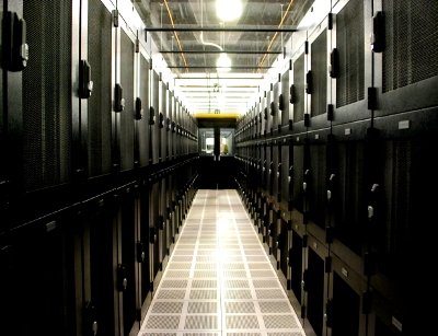 A data center aisle.