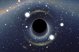 Simulated view of a black hole in front of the Large Magellanic Cloud