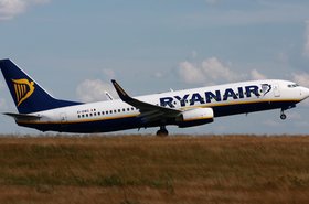 Ryanair Boeing 737-800 taking off from Hahn, Germany