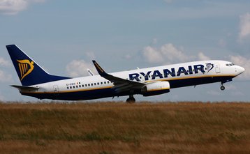 Ryanair Boeing 737-800 taking off from Hahn, Germany