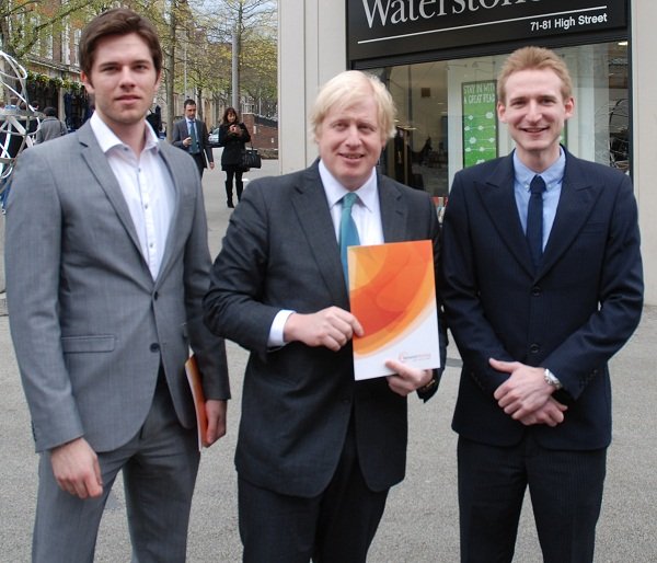 The Datawise management and Mayor of London Boris Johnson (center)