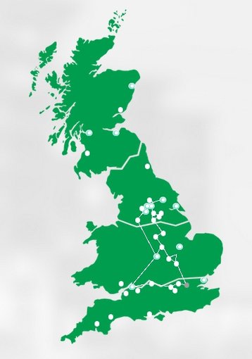 CityFibre coverage map (excluding Redcentric network)