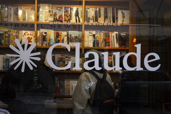 Anthropic's Claude logo on a shop window
