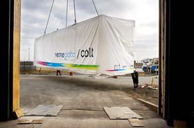 A Colt data center module being delivered to the Verne Global site in Iceland. Source: Colt's Flickr stream