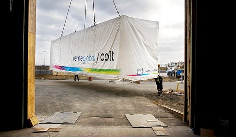 A Colt data center module being delivered to the Verne Global site in Iceland. Source: Colt's Flickr stream
