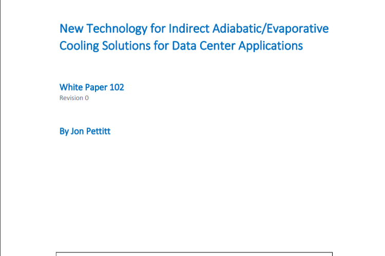 New Technology for Indirect Adiabatic / Evaporative Cooling Solutions for Data Center Applications