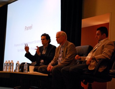 From the left: Baxter Wasson, director, credit structuring, Deutsche Bank, Robert Marcotte, EVP, MCG Capital Corp., Arman Khalili, advisor, Harbor Ridge Capital. Speaking at DatacenterDynamics San Francisco 2012