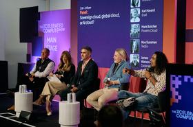 – (L-R) James Watson-Hall, Zadara; Noa Sussman, TecEx; Mark Butcher, Posetiv Cloud; Karl Havard, Era4; Nilesh Shah, Hosted.AI