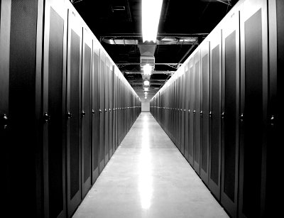 A data center aisle (not an Interxion data center).