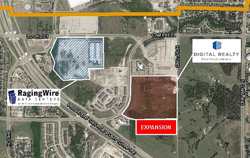 Aerial view of Digital Realty’s recent land acquisition, Garland, Texas