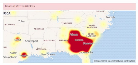 cell phone outage today verizon