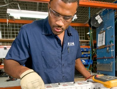 An Eaton technician at work.