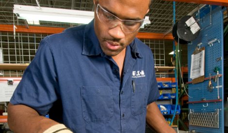 An Eaton technician at work