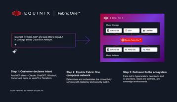 An Equinix graphic detailing the customer-journey for its Fabric One offering