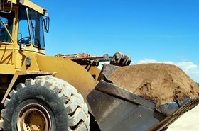 An excavator at the construction site of Facebook's data center in Prineville, Oregon.