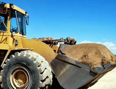 An excavator at the construction site of Facebook's data center in Prineville, Oregon.