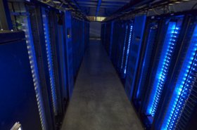An aisle at Facebook's Prineville, Oregon, data center