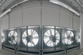 Fans used by the direct evaporative cooling system at FacebookÔÇÖs Prineville, Oregon, data center