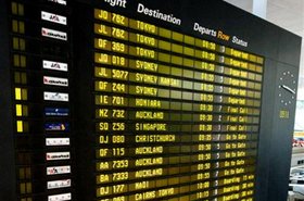 Flight status board at the Brisbane Airport