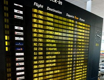 Flight status board at the Brisbane Airport