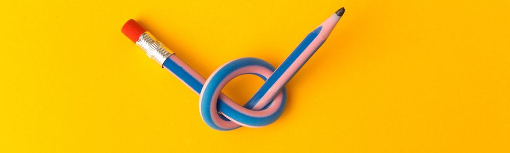 A flexible pencil on a yellow background