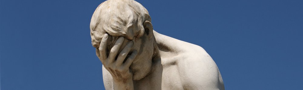 Facepalm: Cain statue by Henri Vidal in the public Tuileries Garden, Paris, France